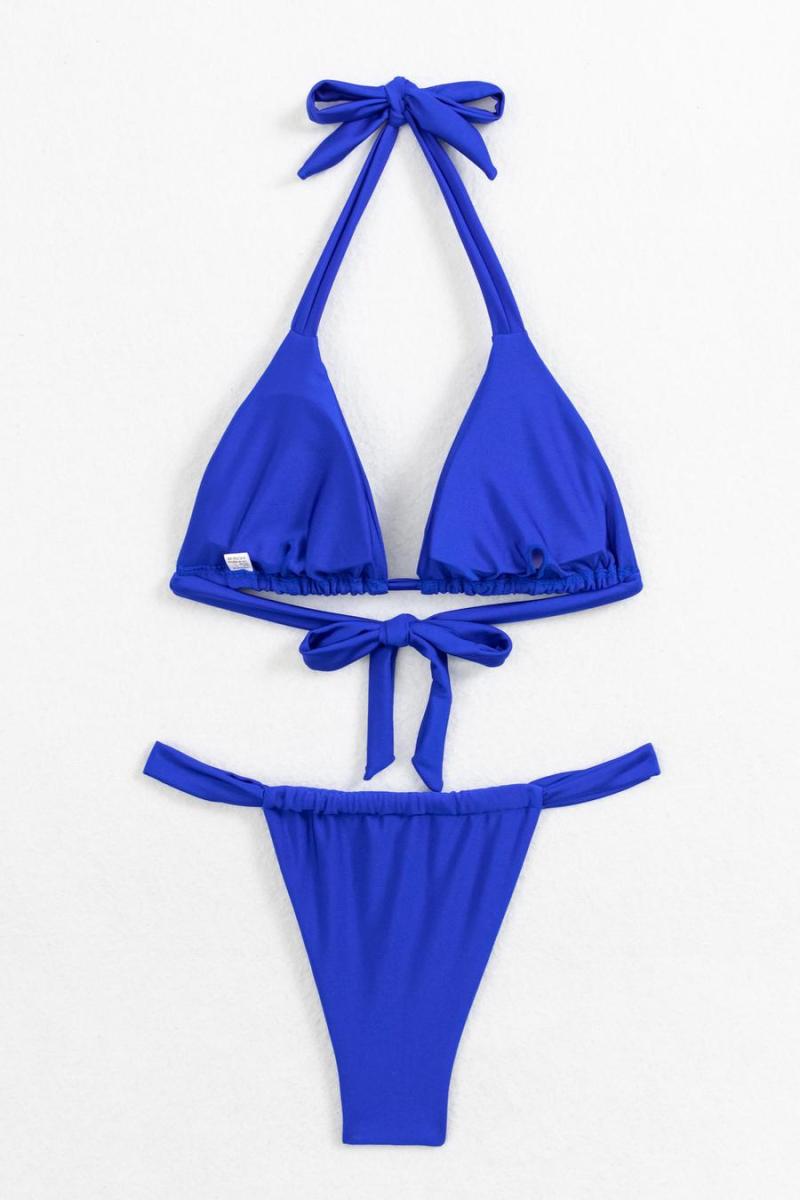 Royal Blue Satin Bikini Top