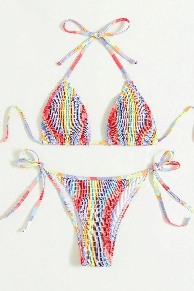 Rainbow Smocked Bikini Top
