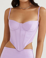 -Lilac color
-Bodice design
-Underwire
-Steel boned detail
-Back zipper
-Adjustable straps
EA007052 CROP PRP