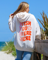 -Off white color
-Tri color: pink, yellow & orange
-Text on Back "Wish You Were Here"
-Oversized Fit
-One Size 
-Drawstring
-Front pocket
SC2023 HOOD TRIWISH OS
