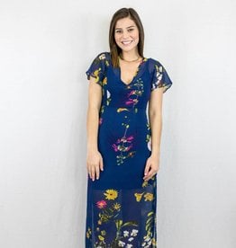 Navy Floral Print Maxi