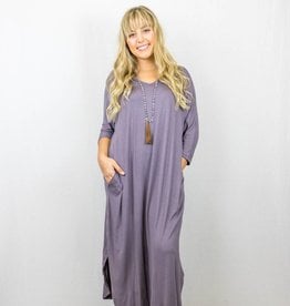 3/4 Sleeve Maxi Dress With Pockets