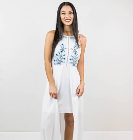 Embroidered High-low Maxi Dress