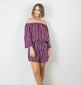 Striped Off the Shoulder Romper