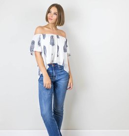 White Paisley Off the Shoulder Top