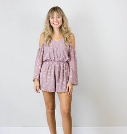 Embroidered Cold Shoulder Romper